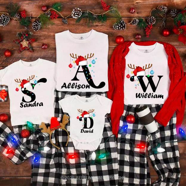 Personalized Merry Christmas Bells Name Family Matching T-Shirts Beepumpkin