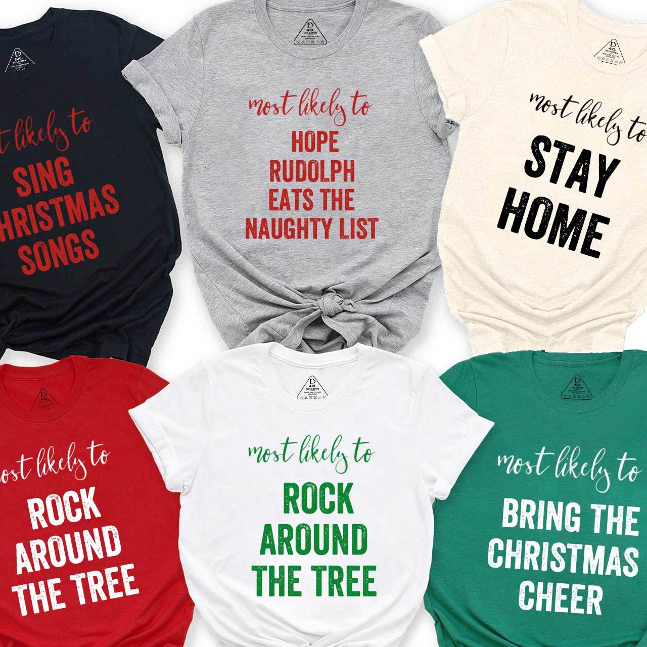 Personalized Most Likely To Funny Christmas Family Matching T-Shirts Beepumpkin