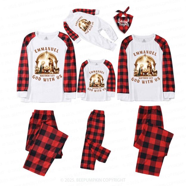 Matthew 1:23 Bible Verse Christmas Family Matching Pajamas