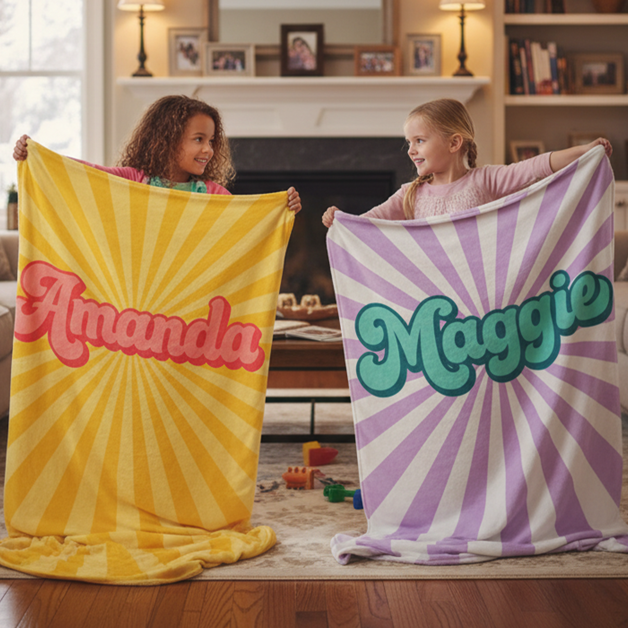 Personalized 70s Style Name Fleece Blanket