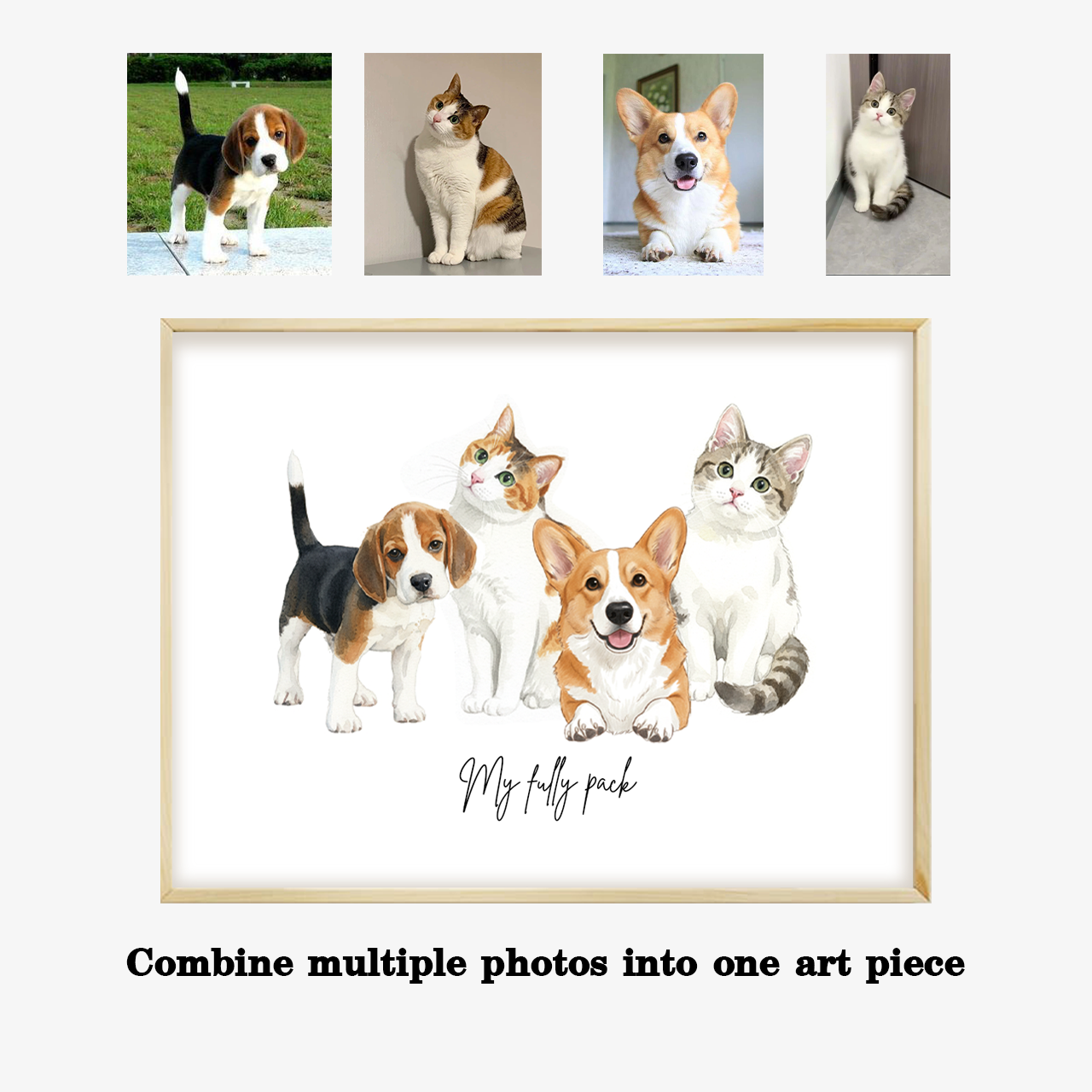 Personalized Watercolor Pet Portrait Digital Nursery Wall Art