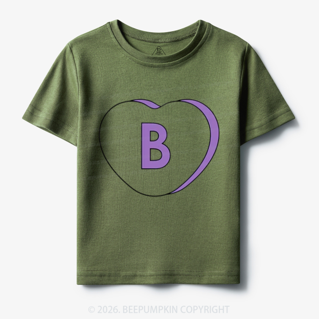 Personalized Candy Heart Initial Valentine's Day Toddler&Kid's Tees Beepumpkin