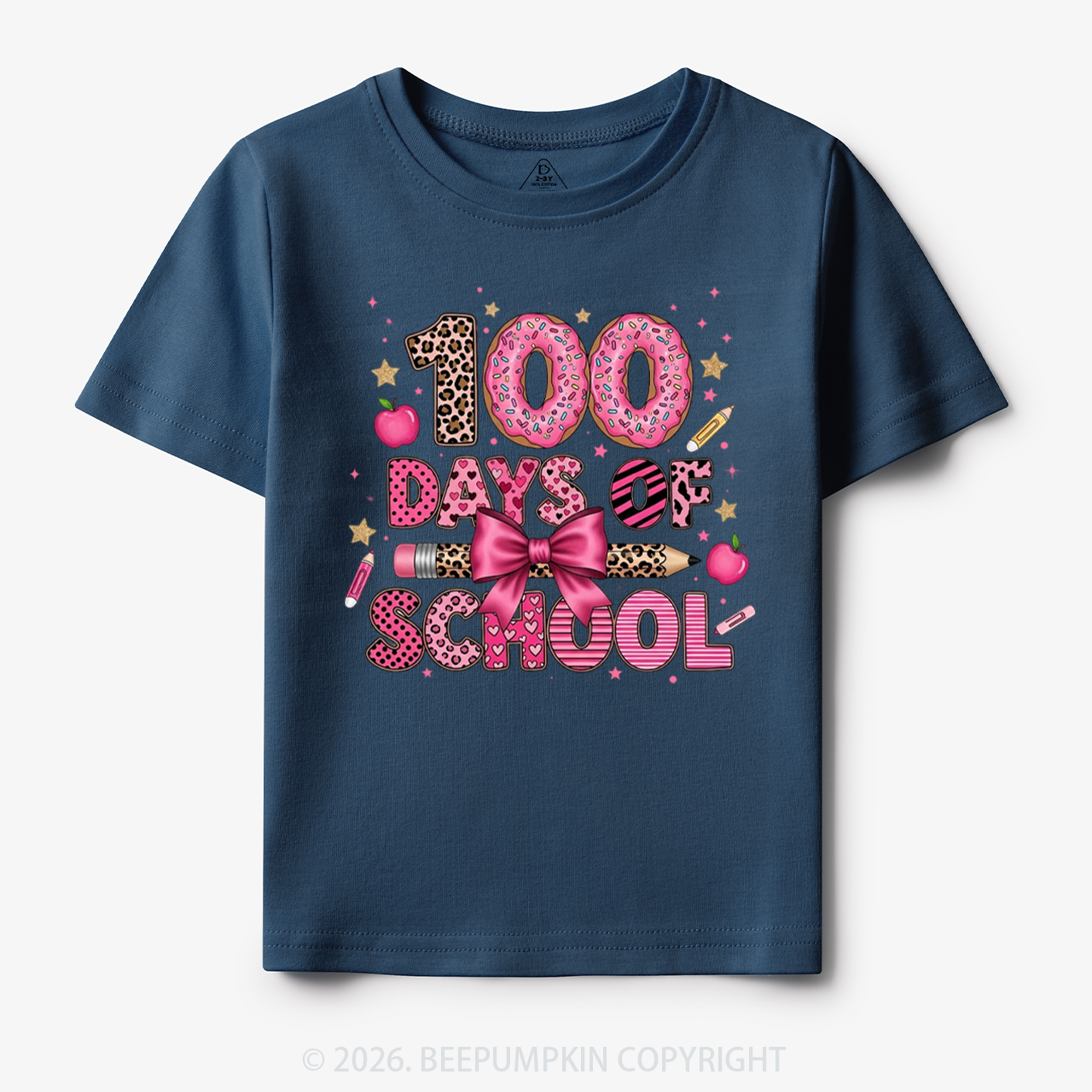 Preppy Pink Bow 100 Days Of School Toddler&Kid's Tees