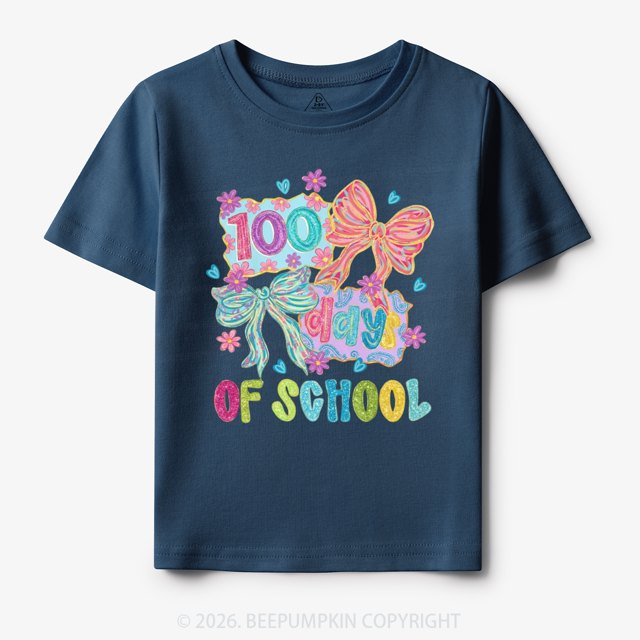 Sparkly Bow 100 Days of School Toddler&Kid's Tees