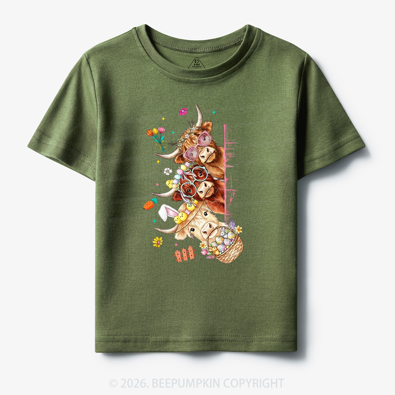 Easter Day Highland Cow&Bunny Toddler&Kid's Tees