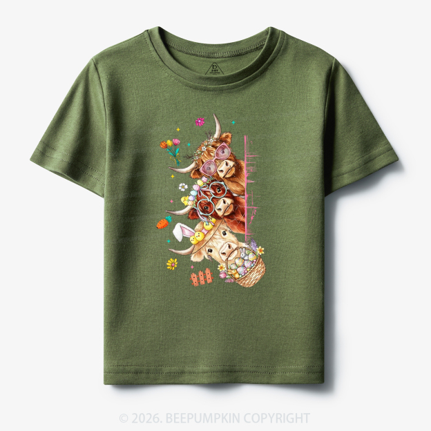 Easter Day Highland Cow&Bunny Toddler&Kid's Tees
