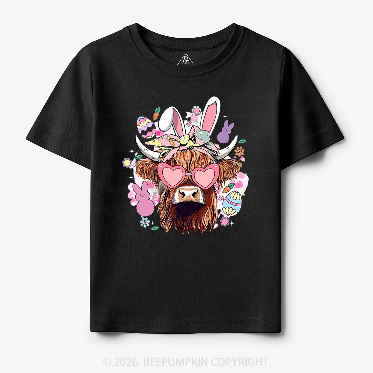 Easter Cute Highland Cow Toddler&Kid's Tees