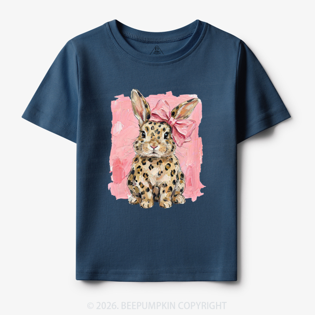 Oil Paint Leopard & Pink Bow Coquette Bunny Toddler&Kid's Tees
