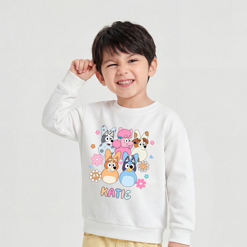 Personalized Cartoon Dog Easter Kid's Sweatshirt