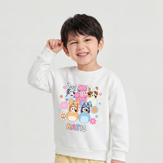 Personalized Cartoon Dog Easter Kid's Sweatshirt