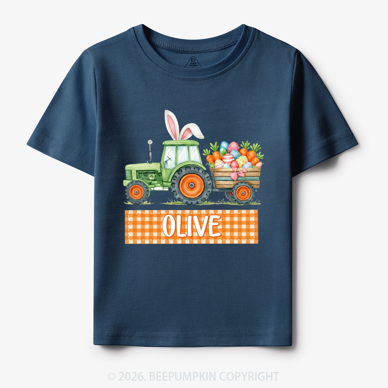 Personalized Name Easter Tractor Farm Toddler&Kid's Tees