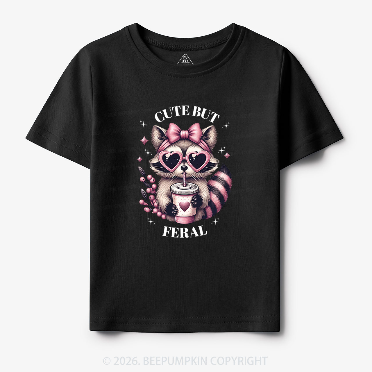 Cute But Feral Funny Raccoon Toddler&Kid's Tees