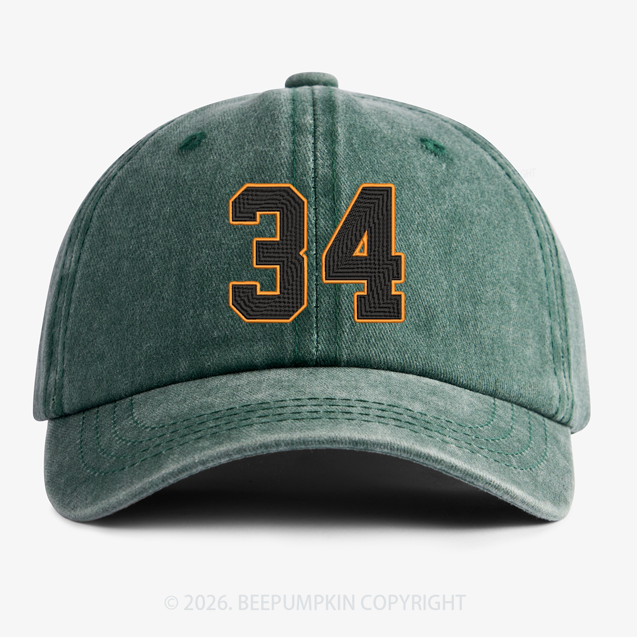 Personalized Number Embroidered Washed Baseball Cap For Kids