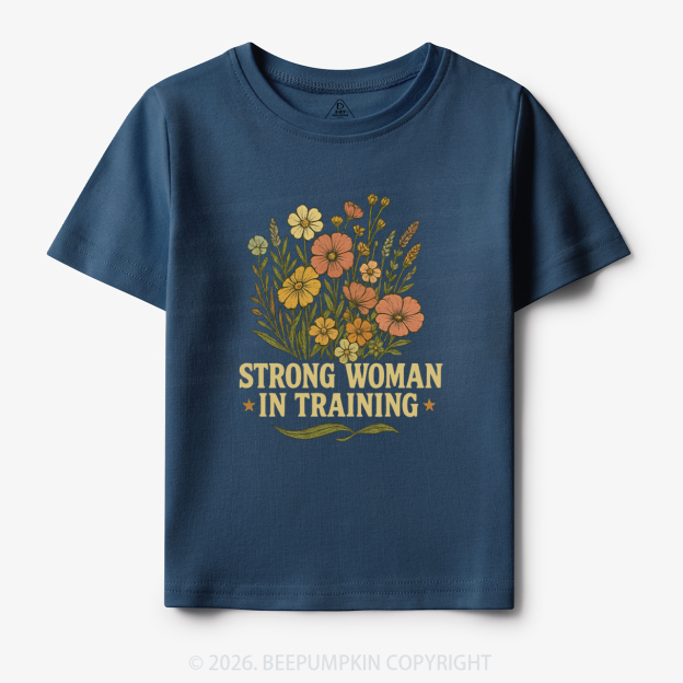 Strong Woman In Training Floral Toddler&Kid's Tees
