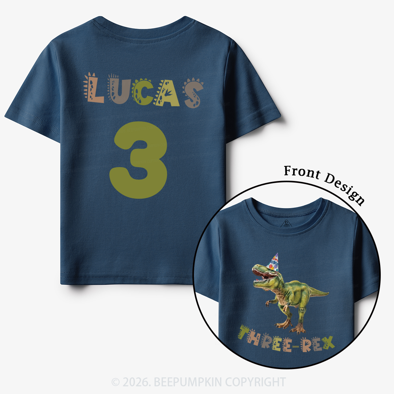 Personalized Dinosaur Birthday Party Toddler&Kid's Tees