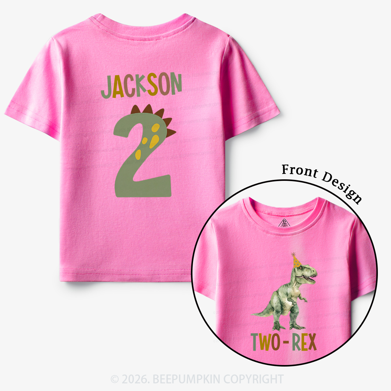Personalized Dinosaur 2nd Birthday Toddler&Kid's Tees