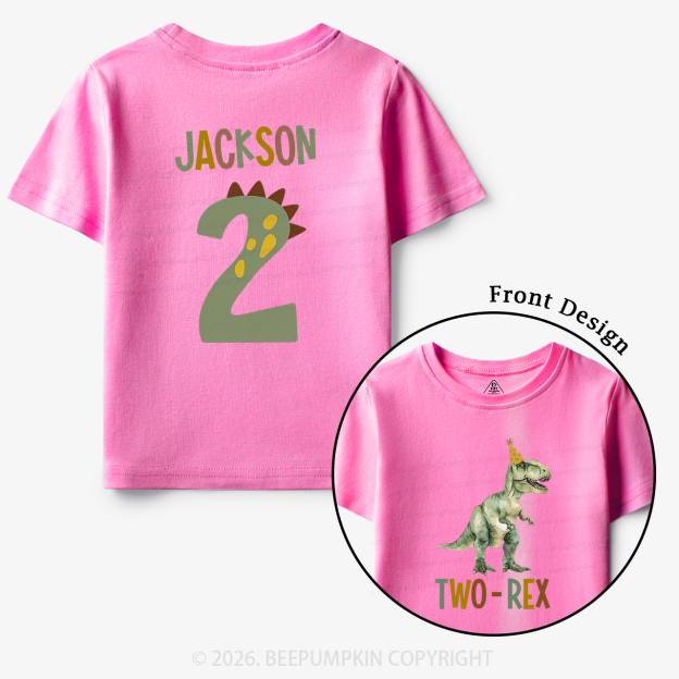 Personalized Dinosaur 2nd Birthday Toddler&Kid's Tees