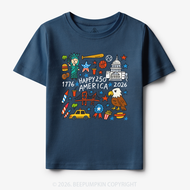 Happy 250 America 1776-2026 Toddler&Kid's Tees