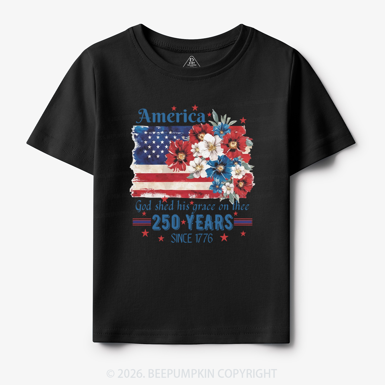 America 250 Years Flag Floral Toddler&Kid's Tees