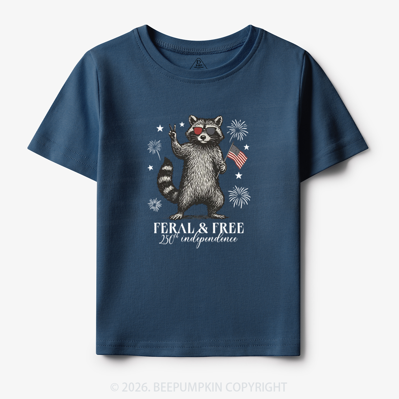Feral but Free Patriotic Raccoon America 250th Toddler&Kid's Tees