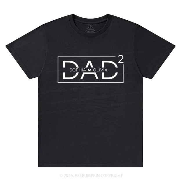 Personalized Dad Squared With Kids Names T-Shirts