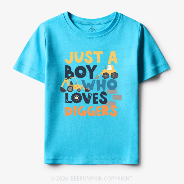 Just a Boy Who Loves Diggers Toddler&Kid's Tees