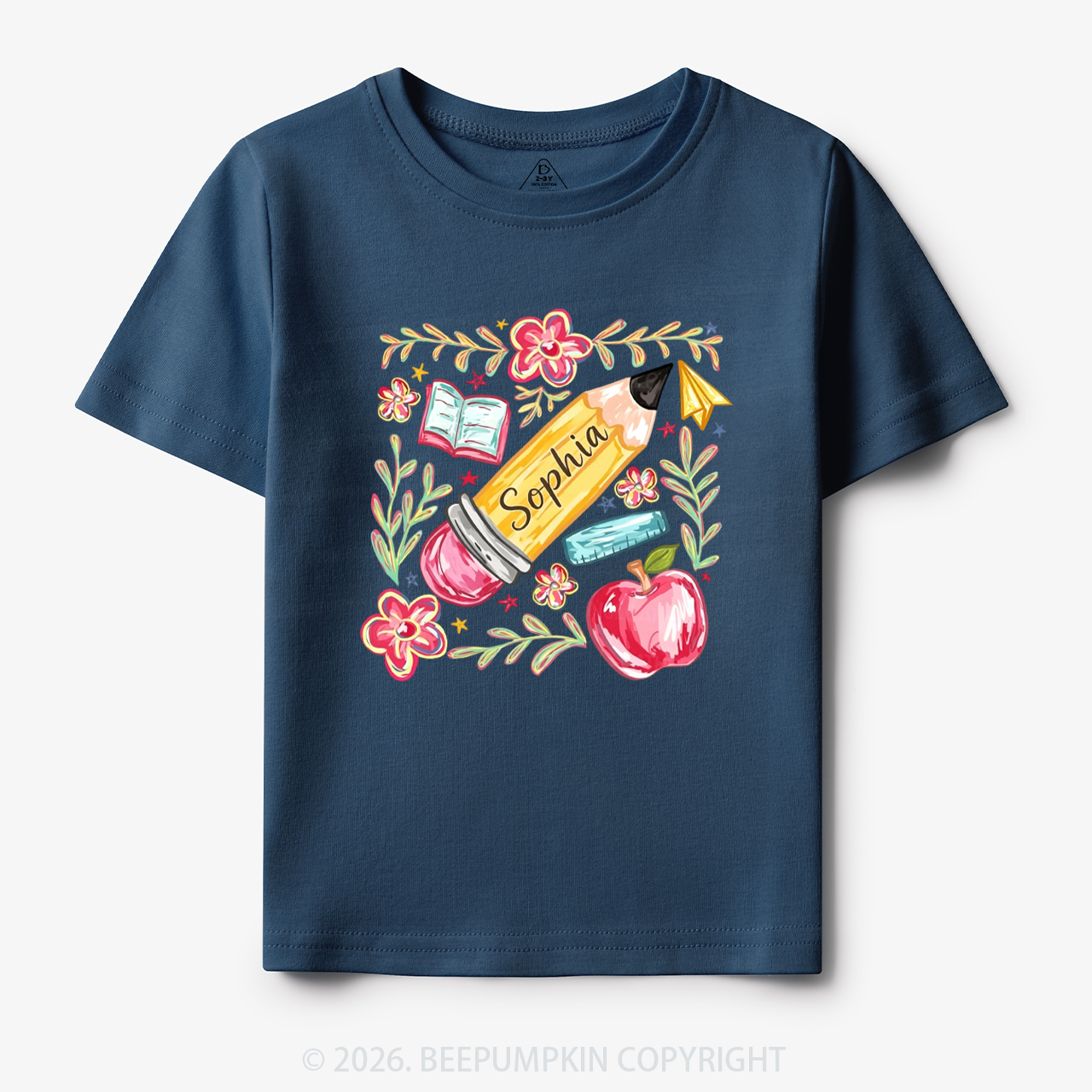 Personalized Name Floral Pencil Toddler&Kid's Tees