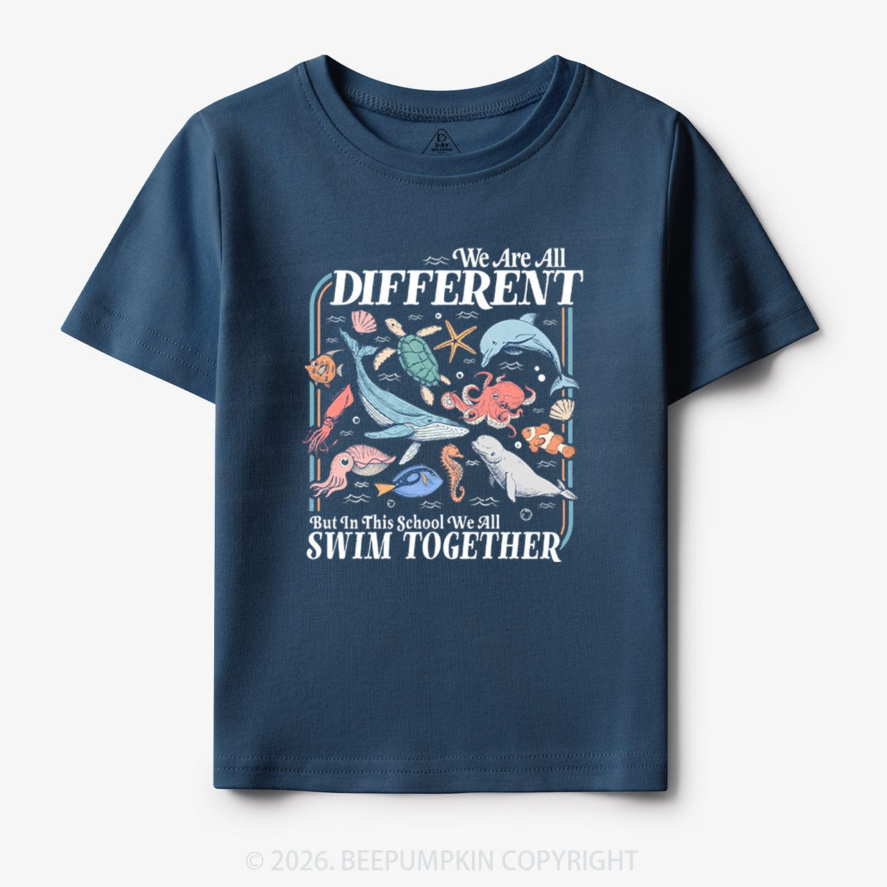 Ocean Animals We Are All Different Swim Together Toddler&Kid's Tees