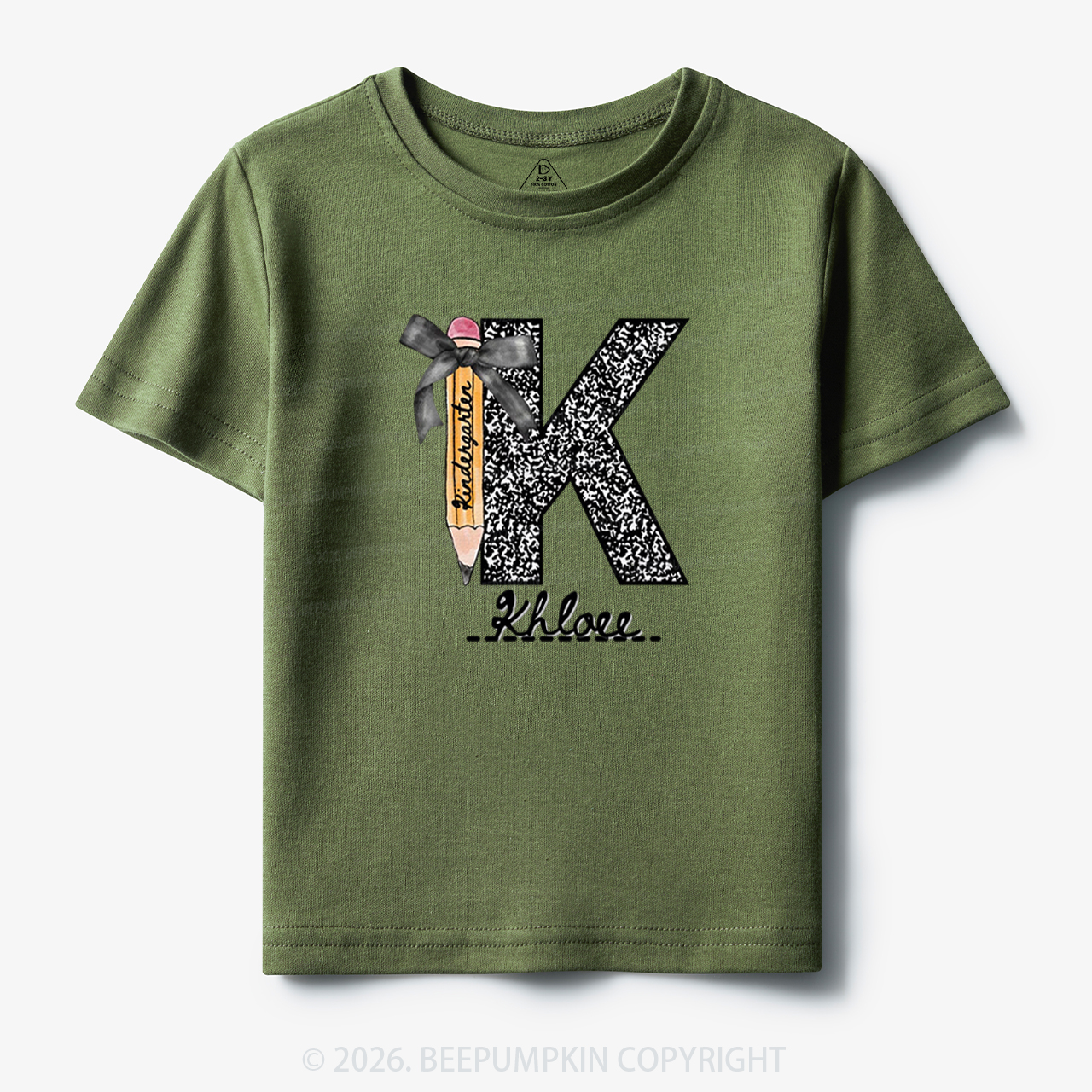Personalized Grade&Name Monogram Pencil Bow Toddler&Kid's Tees
