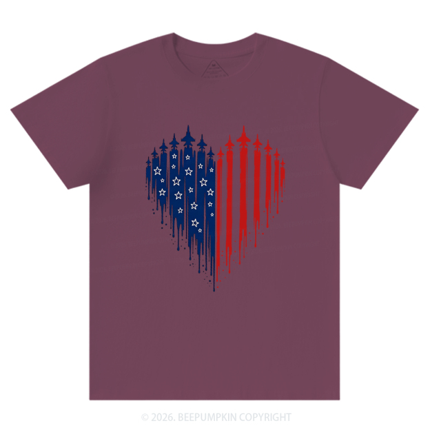 Patriotic 4th Of July American Flag Heart T-Shirts