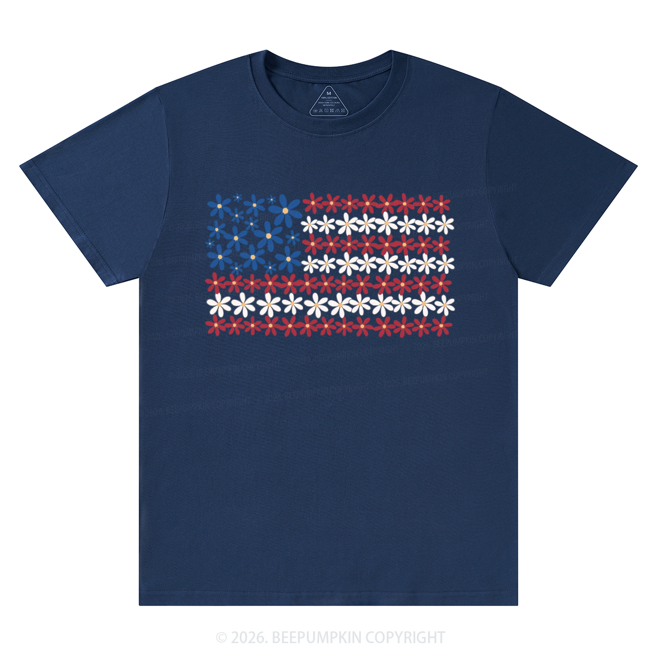Floral American Flag 4th of July T-Shirts