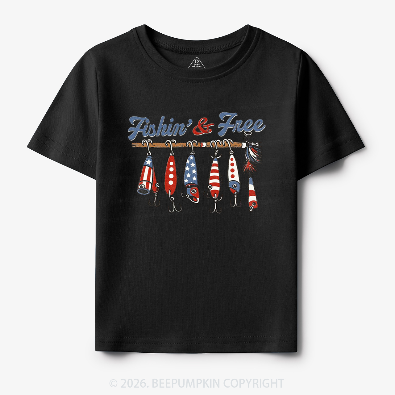 Fishin And Free Lure 4th Of July Toddler&Kid's Tees