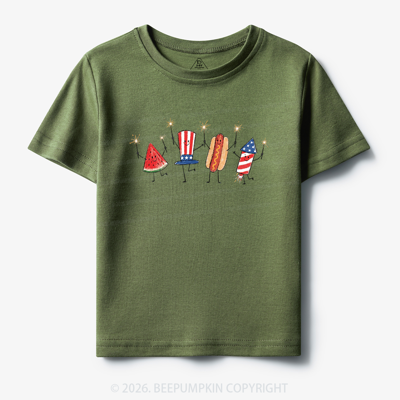 Patriotic Watermelon Hotdog Firework American Toddler&Kid's Tees