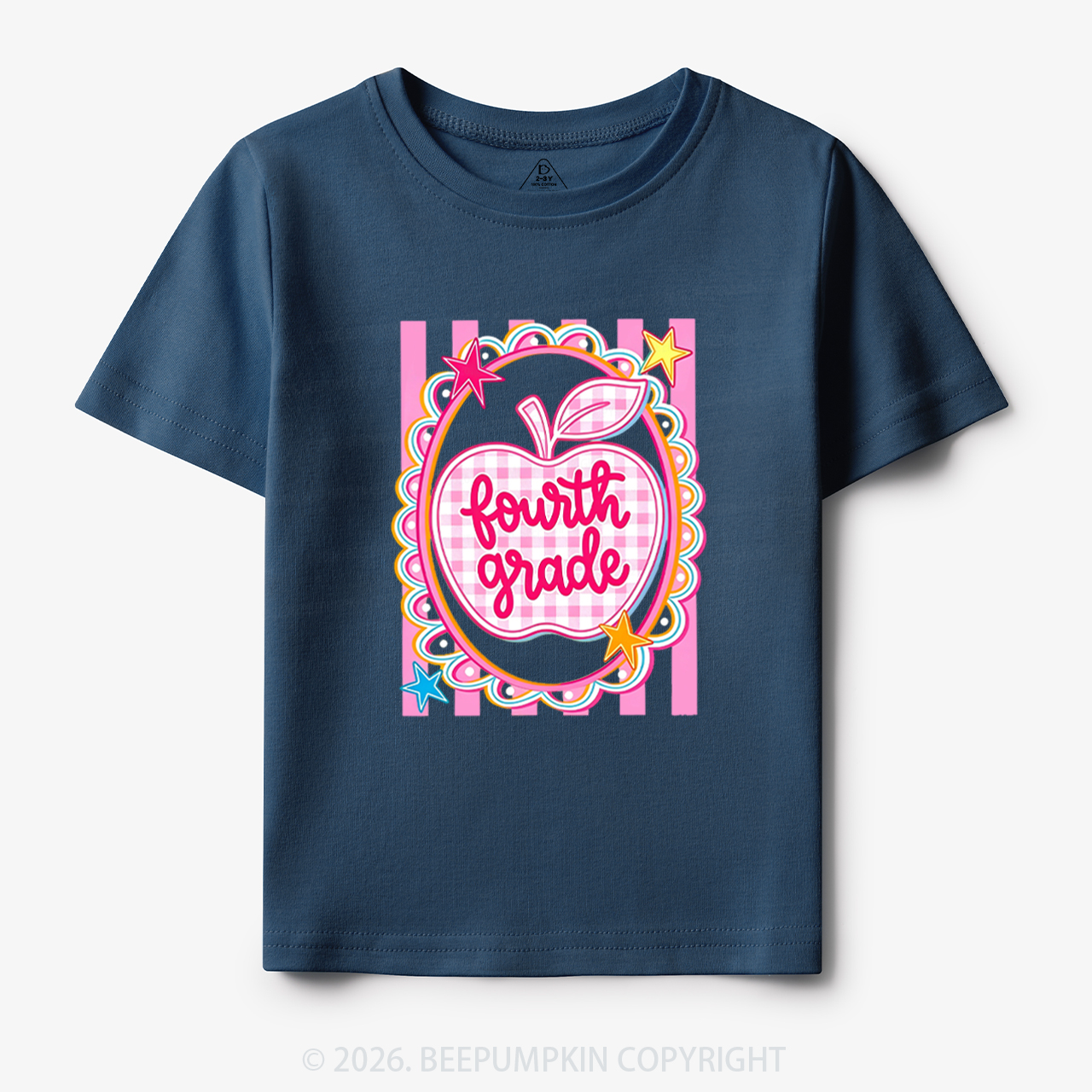 Personalized Apple Pink Gingham Stripes Toddler&Kid's Tees