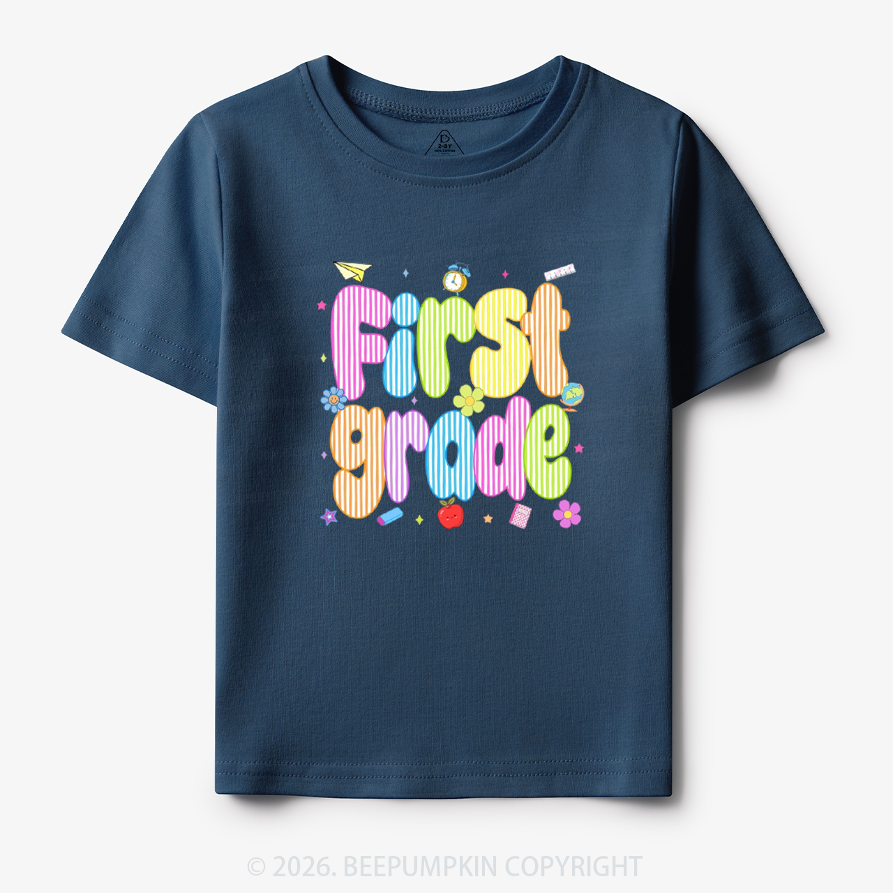 Personalized Preppy Back To School Colorful Stripes Toddler&Kid's Tees
