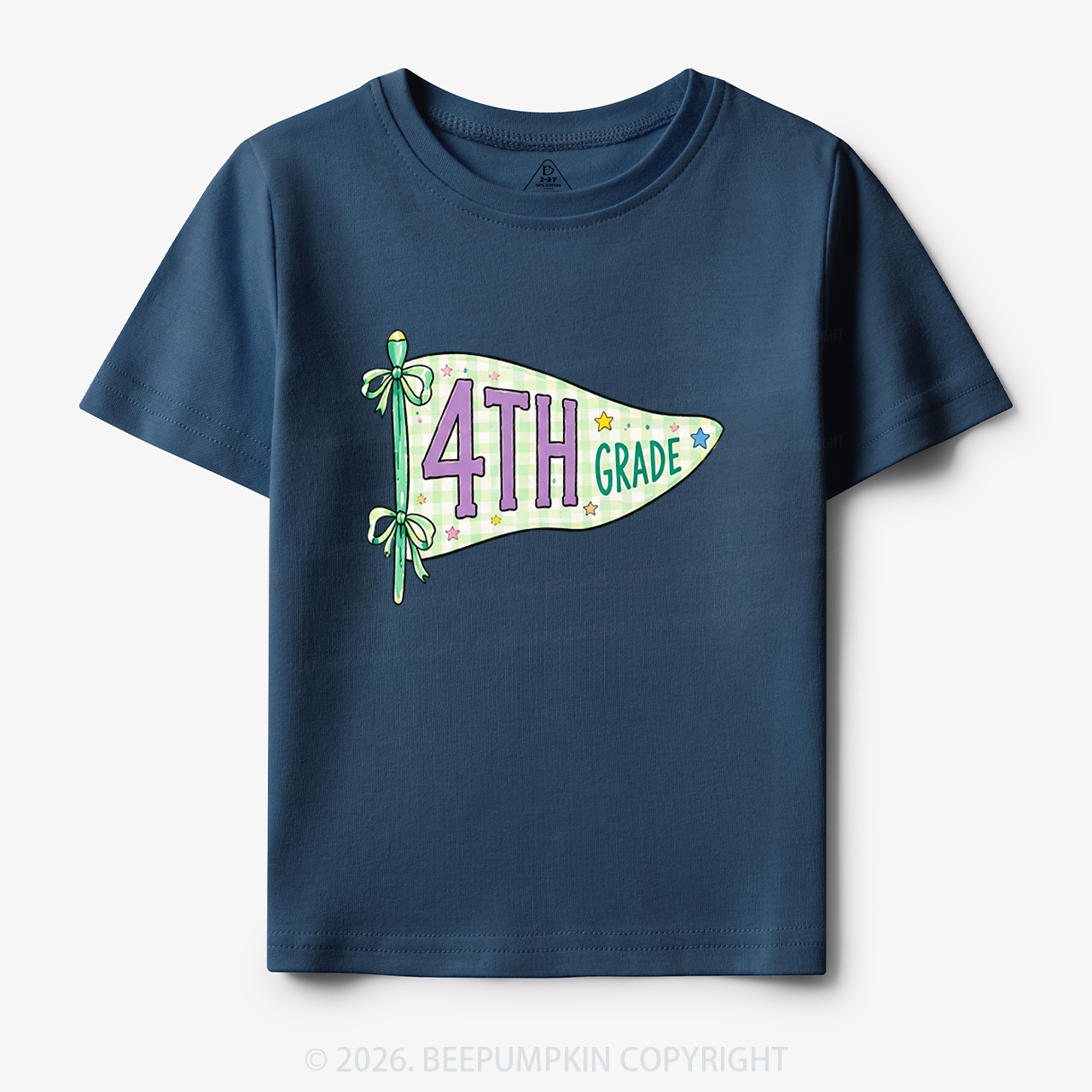 Personalized Back to School Pennant Bow Pastel Toddler&Kid's Tees