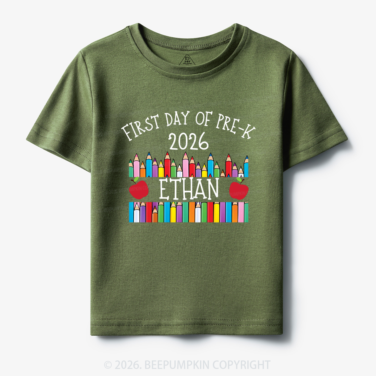 Personalized First Day Of Pre-K Crayon Toddler&Kid's Tees