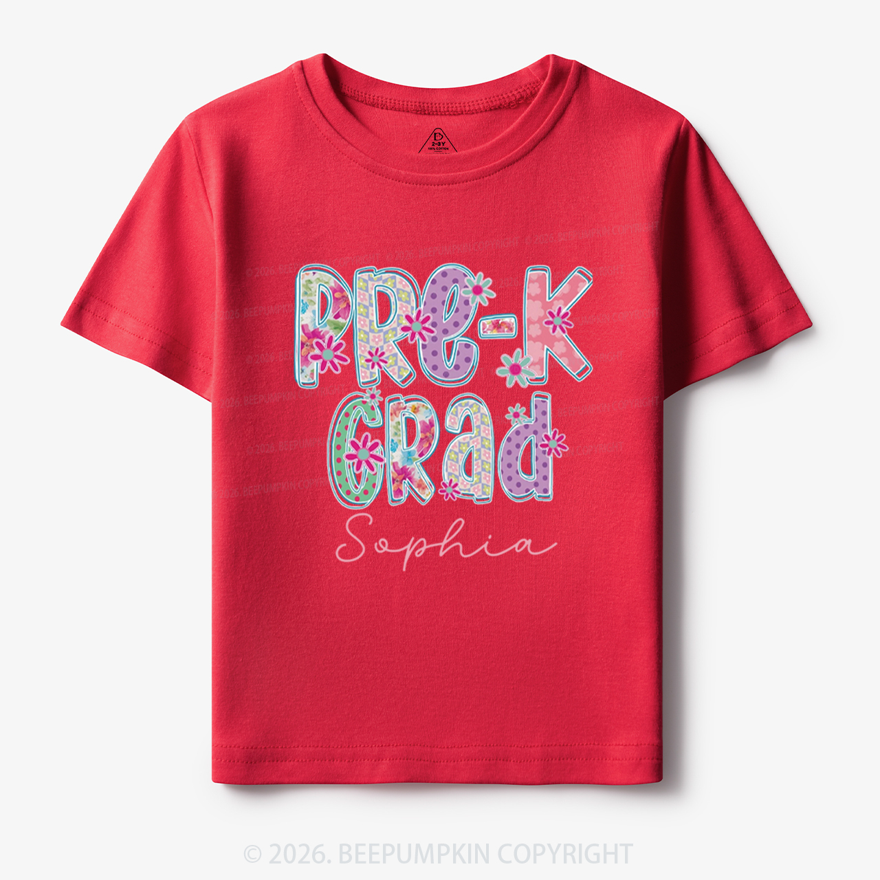 Personalized Name Sparkle Floral Pre‑K Grad Toddler&Kid's Tees