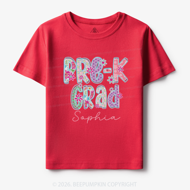 Personalized Name Sparkle Floral Pre‑K Grad Toddler&Kid's Tees