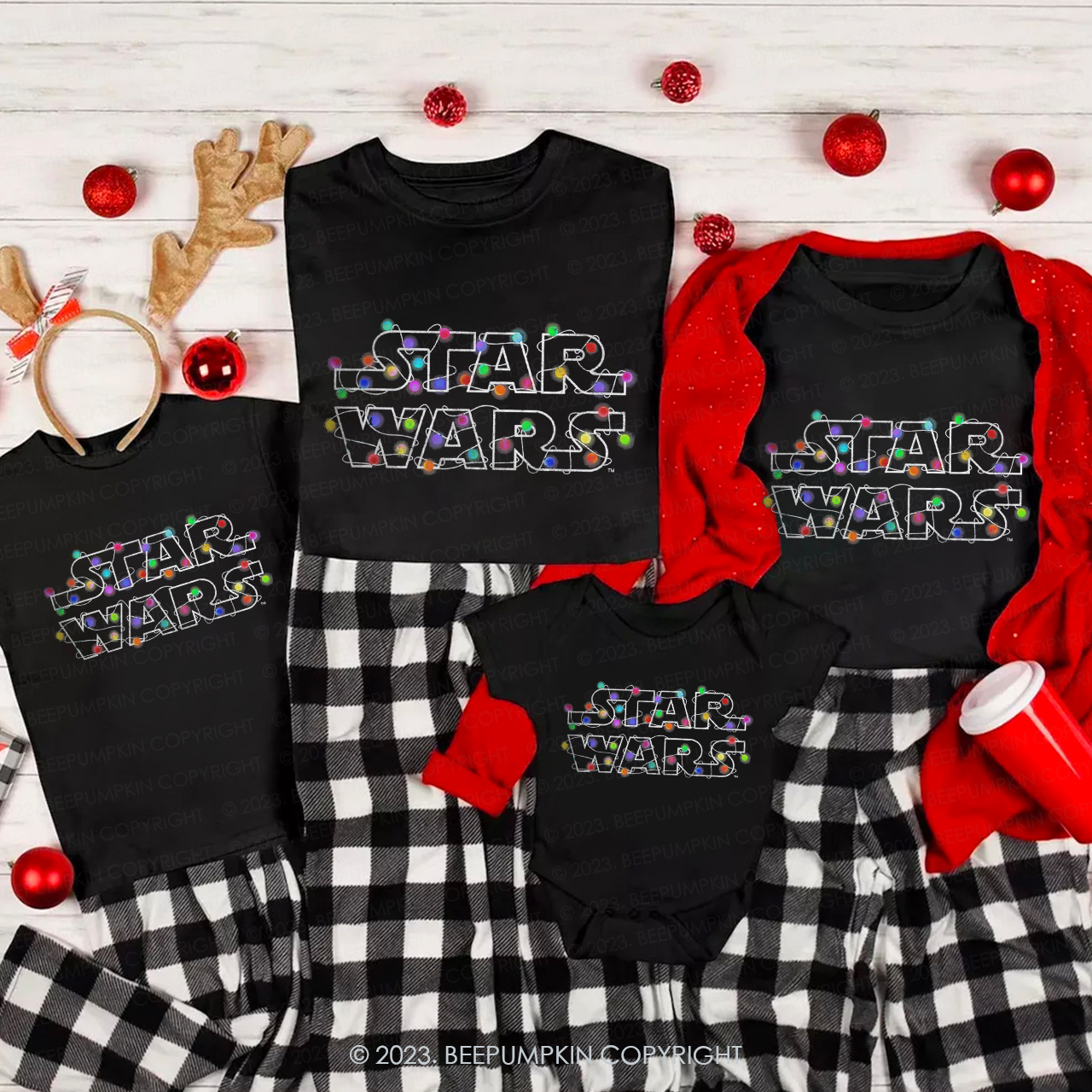 Star Wars Lights Logo Christmas Family Shirts
