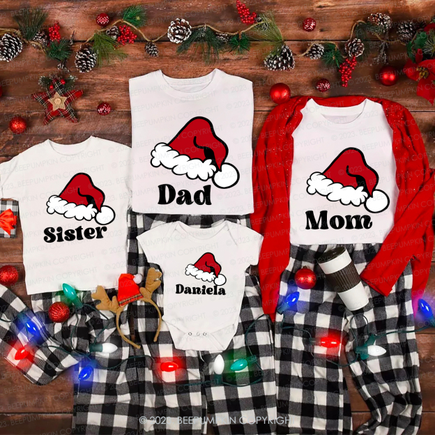Santa Hat Personalized Matching Family Shirts
