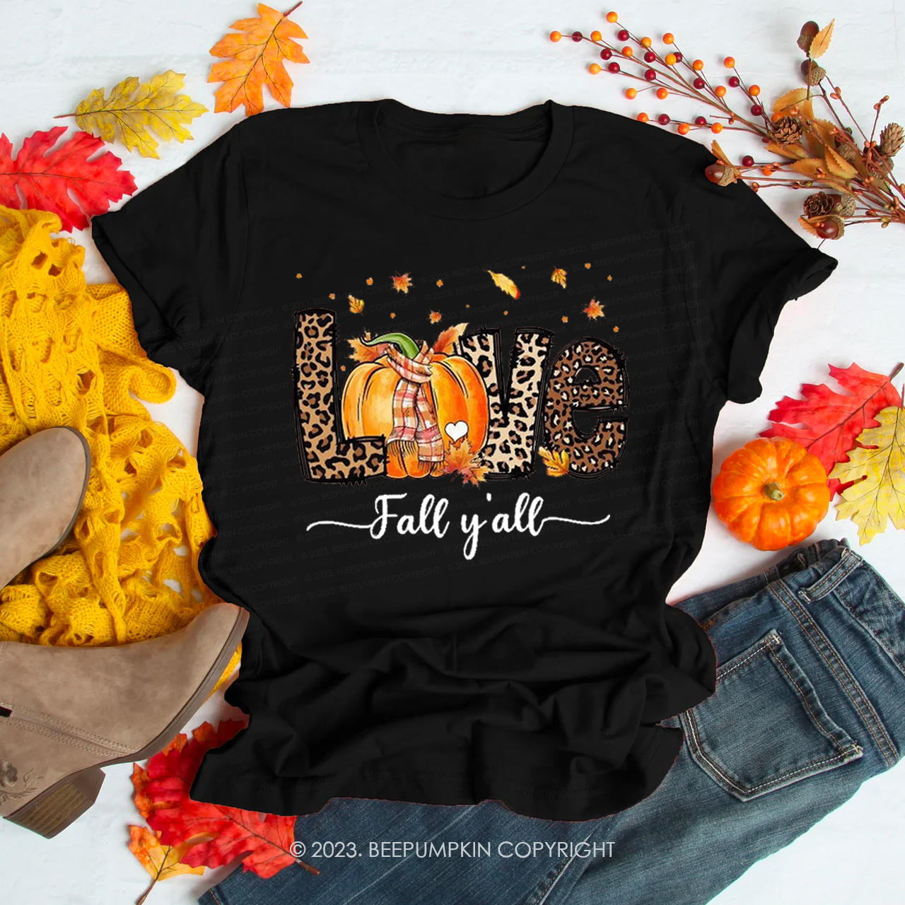 Love Fall Y'All Fall Shirts Beepumpkin