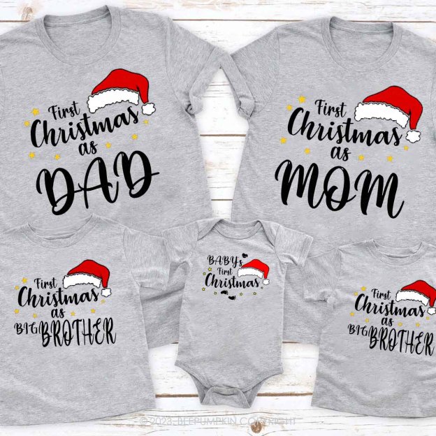 Custom First Christmas As Family Matching Shirt Beepumpkin
