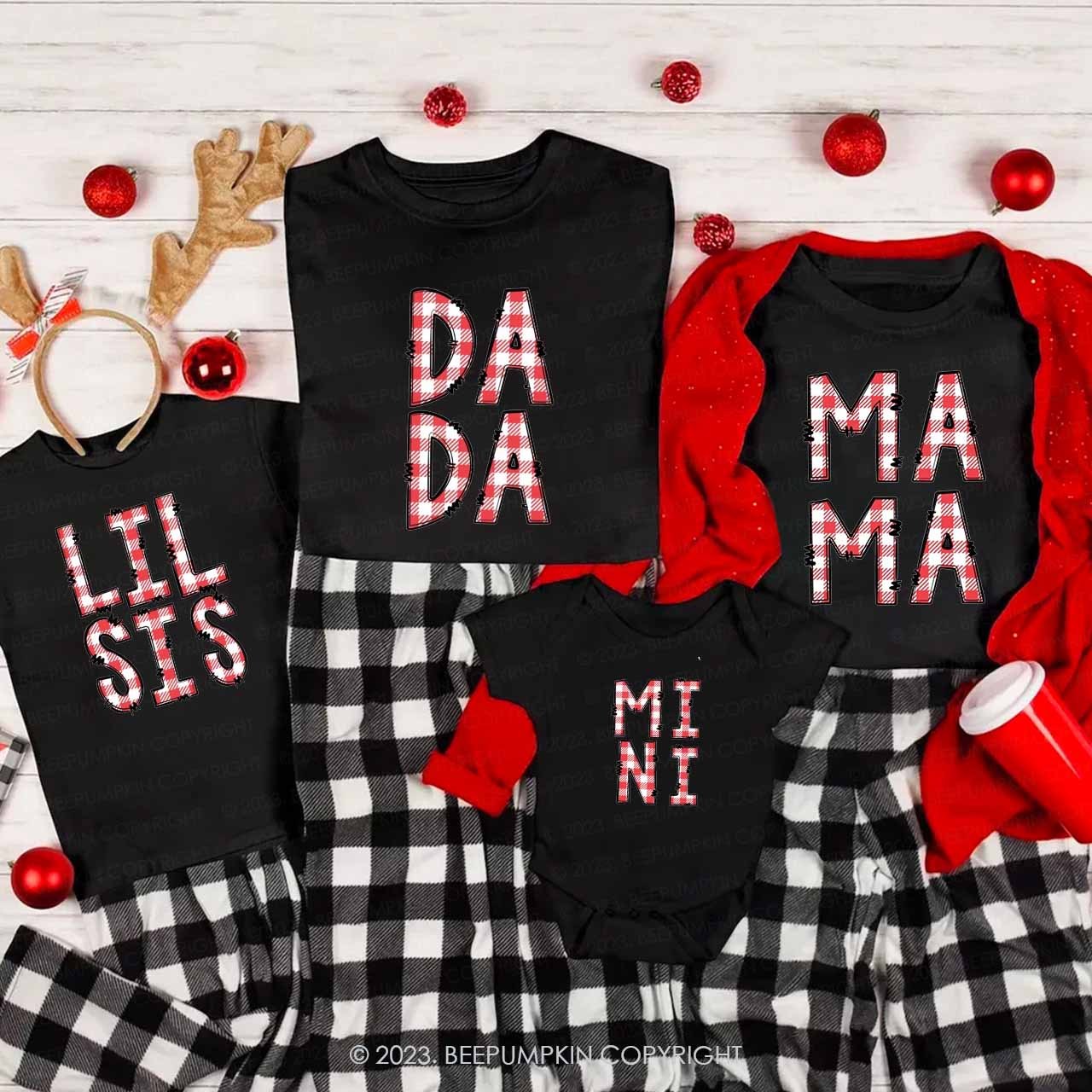 Personalized Christmas Plaid Name Matching Family Shirts Beepumpkin