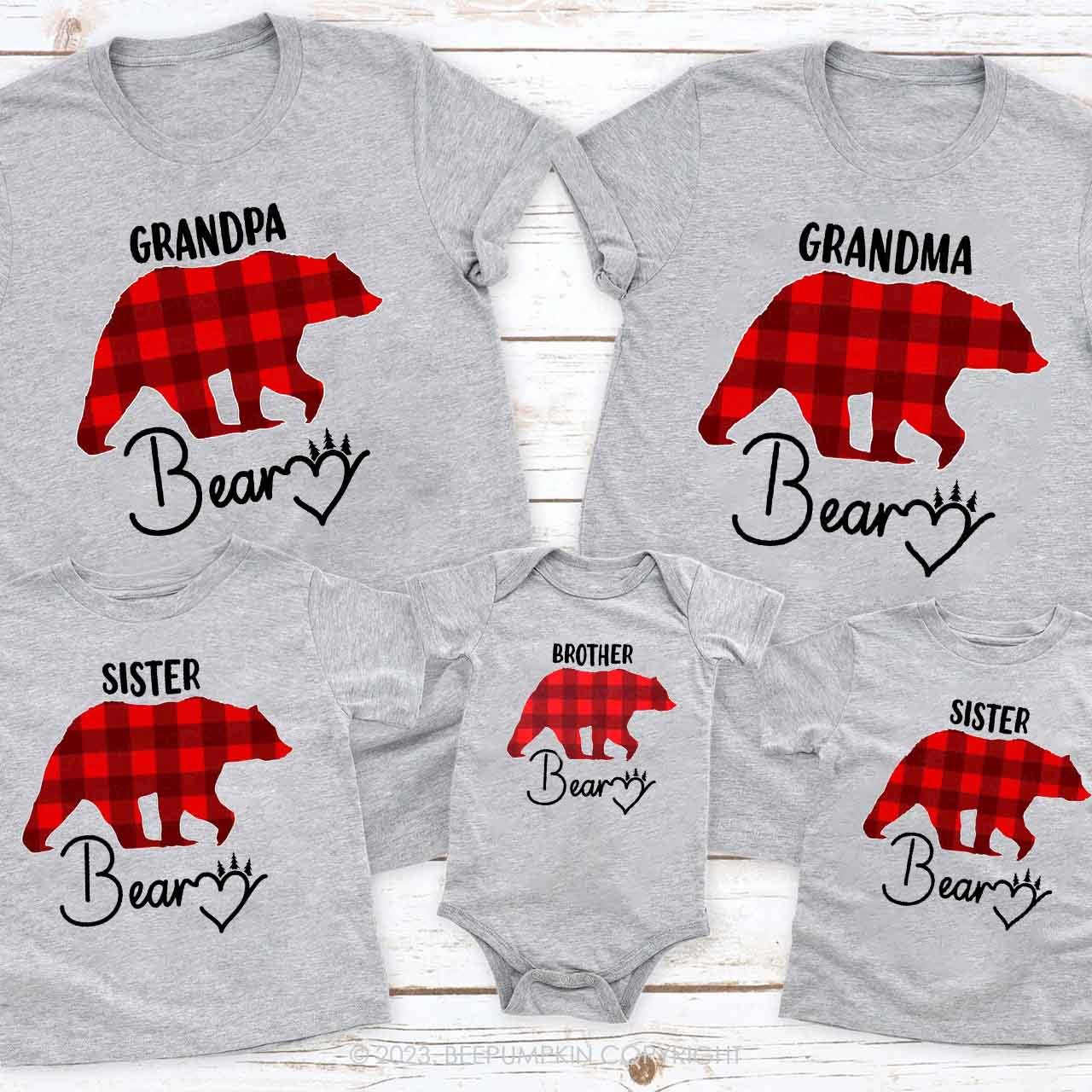 Red Buffalo Plaid Heart Bear Christmas Family Matching Shirts Beepumpkin