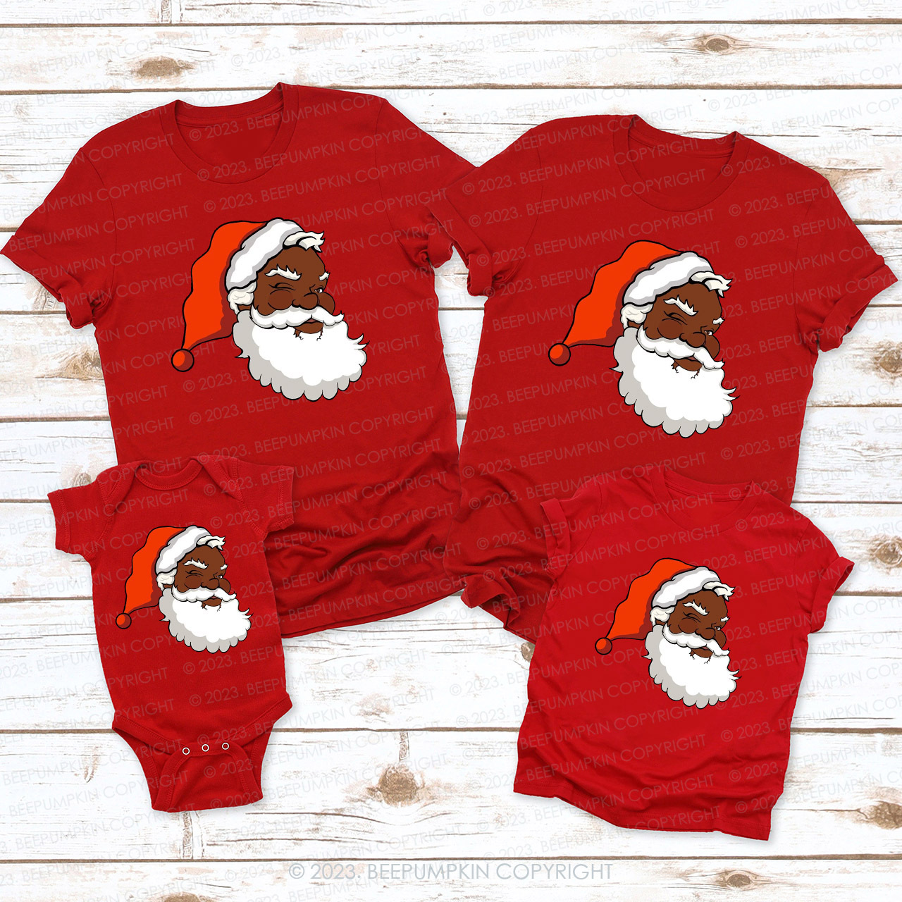 Santa African American Family Matching Christmas Shirts Beepumpkin
