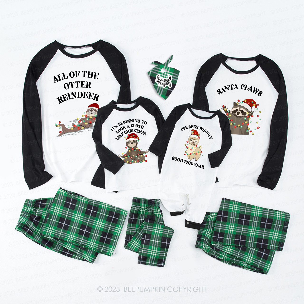 Personalization Christmas Animal Series  Family Pajamas Beepumpkin