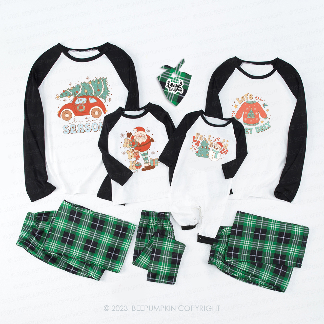 Custom Christmas Vintage Matching Pajamas For Family Beepumpkin