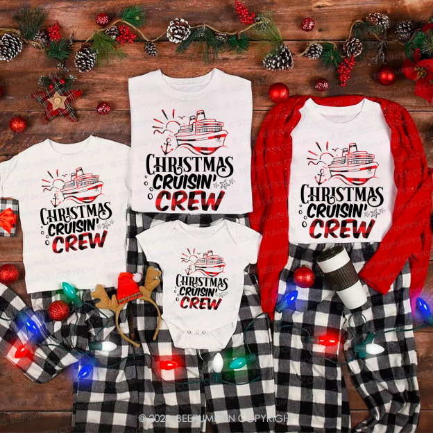 Christmas Cruise Buffalo Plaid Matching Tees For Family Beepumpkin