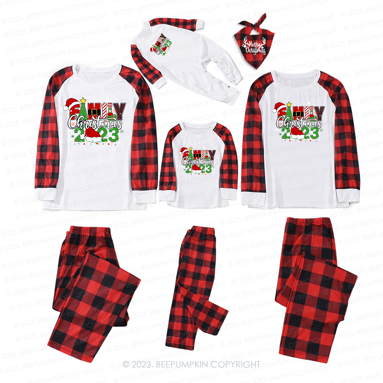 Family Christmas 2023 Holiday Matching Pajamas For Family Beepumpkin ...